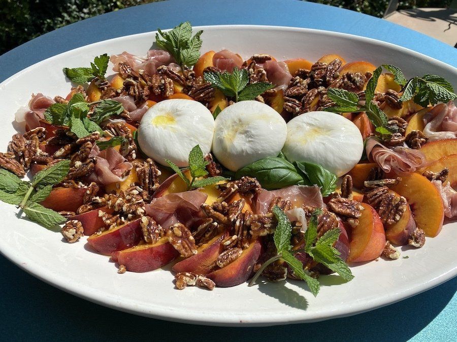 Spicy Peach and Burrata Caprese Salad